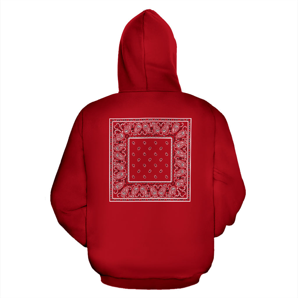 Back Print Classic Red Bandana Pullover Hoodie