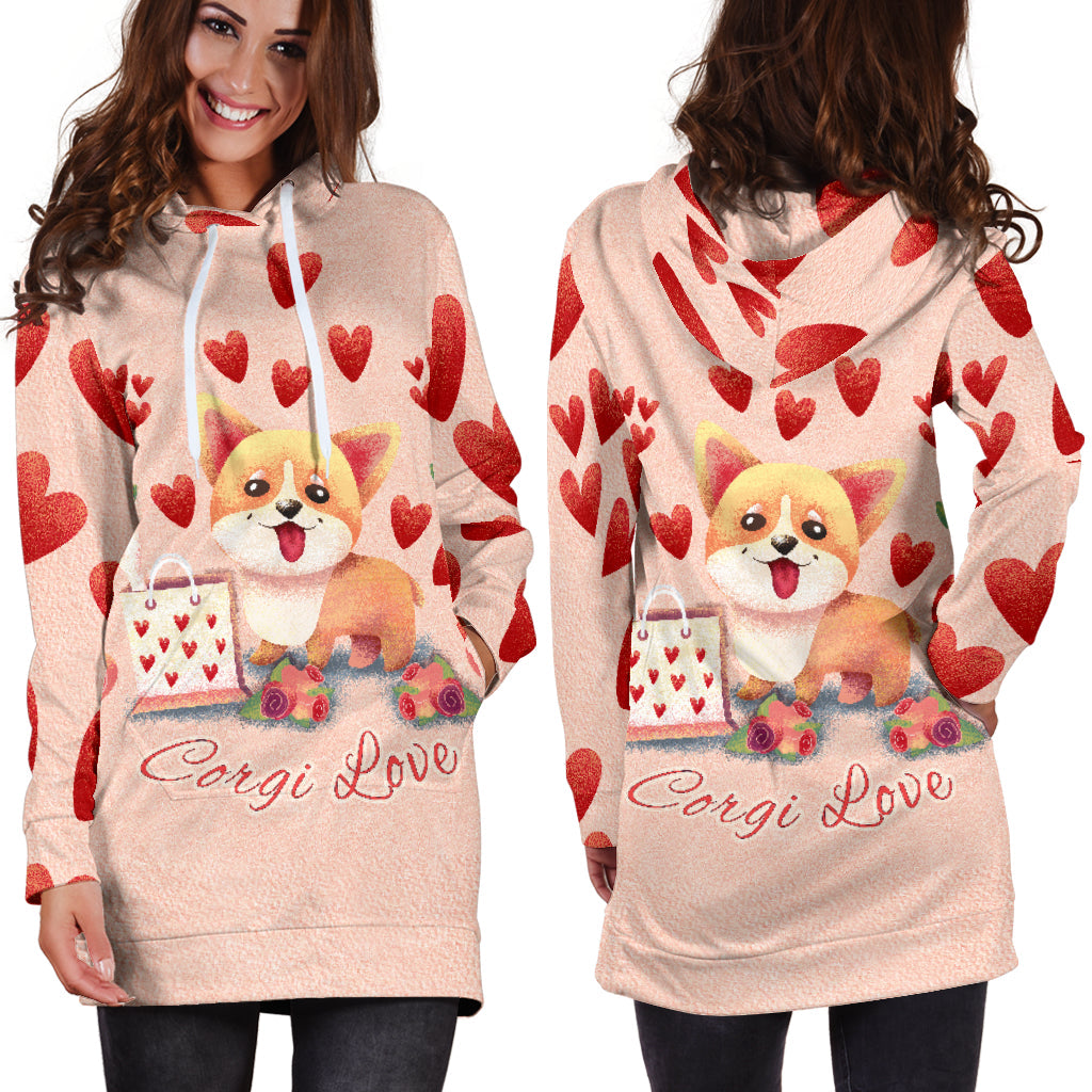 Corgi Love Hoodie Dress for Lovers of Corgis