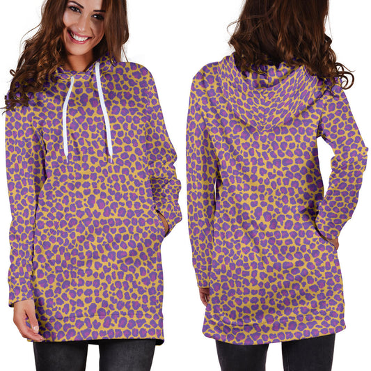 Women`s Hoodie Dress Leopard Spots | Premium Ladies Hoodie Dress