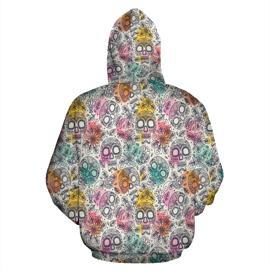 Watercolor Skull s Hoodie