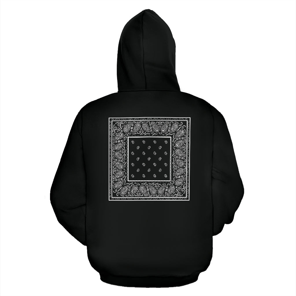 Back Print Black Bandana Pullover Hoodie