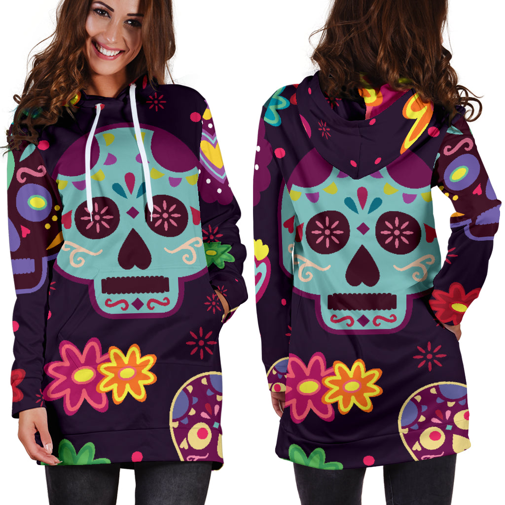 Muerte Skulls and Flowers Hoodie Dress