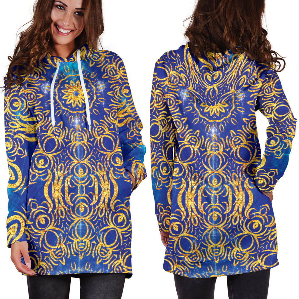 Gold Bohemian Women's Hoodie Dress