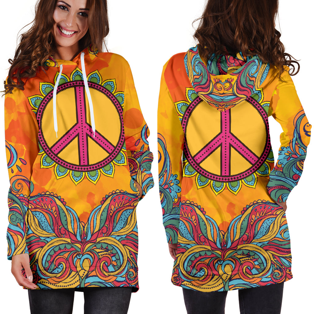 Hippie Peace Hoodie Dress