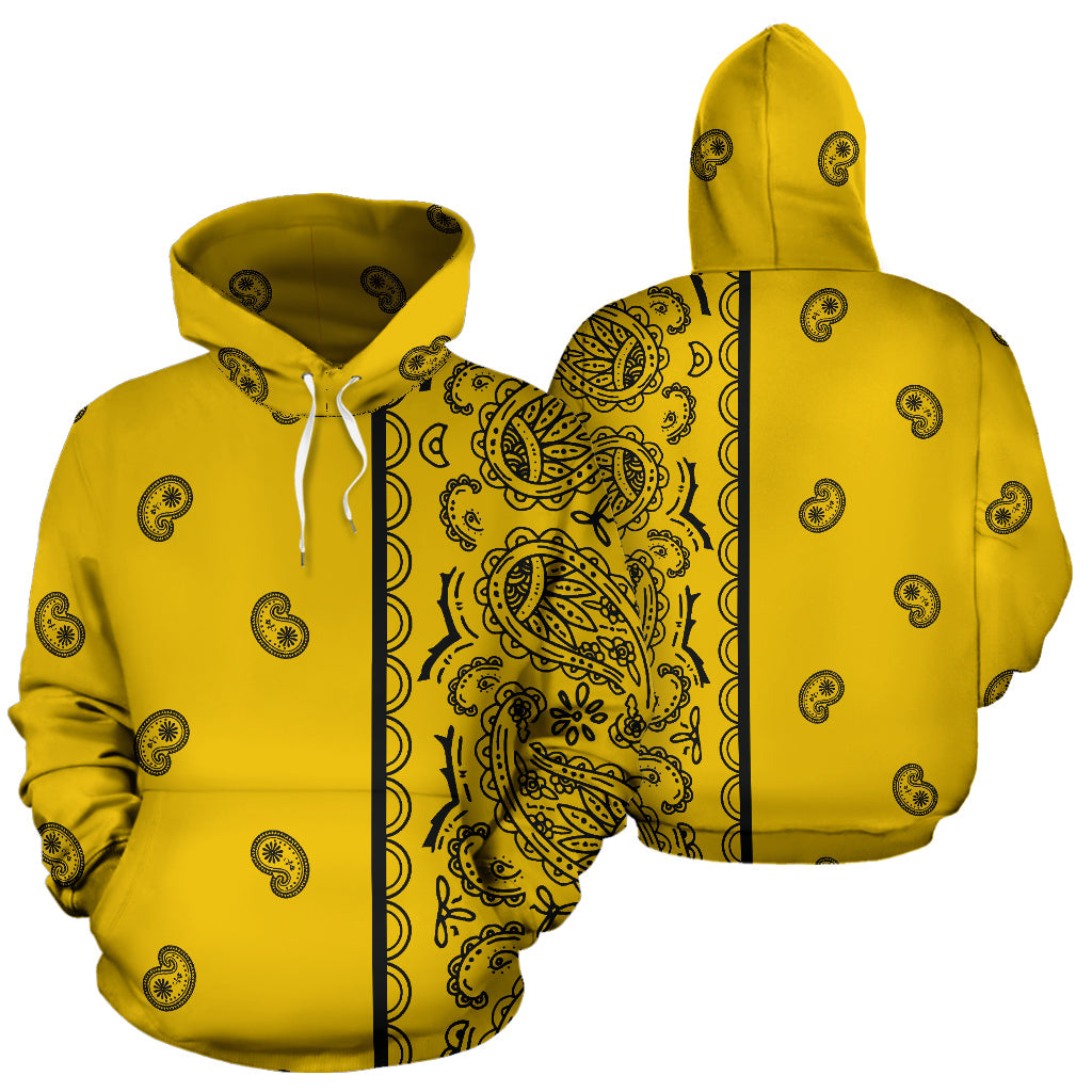 Gold and Black Bandana Asymmetrical Pullover Hoodie