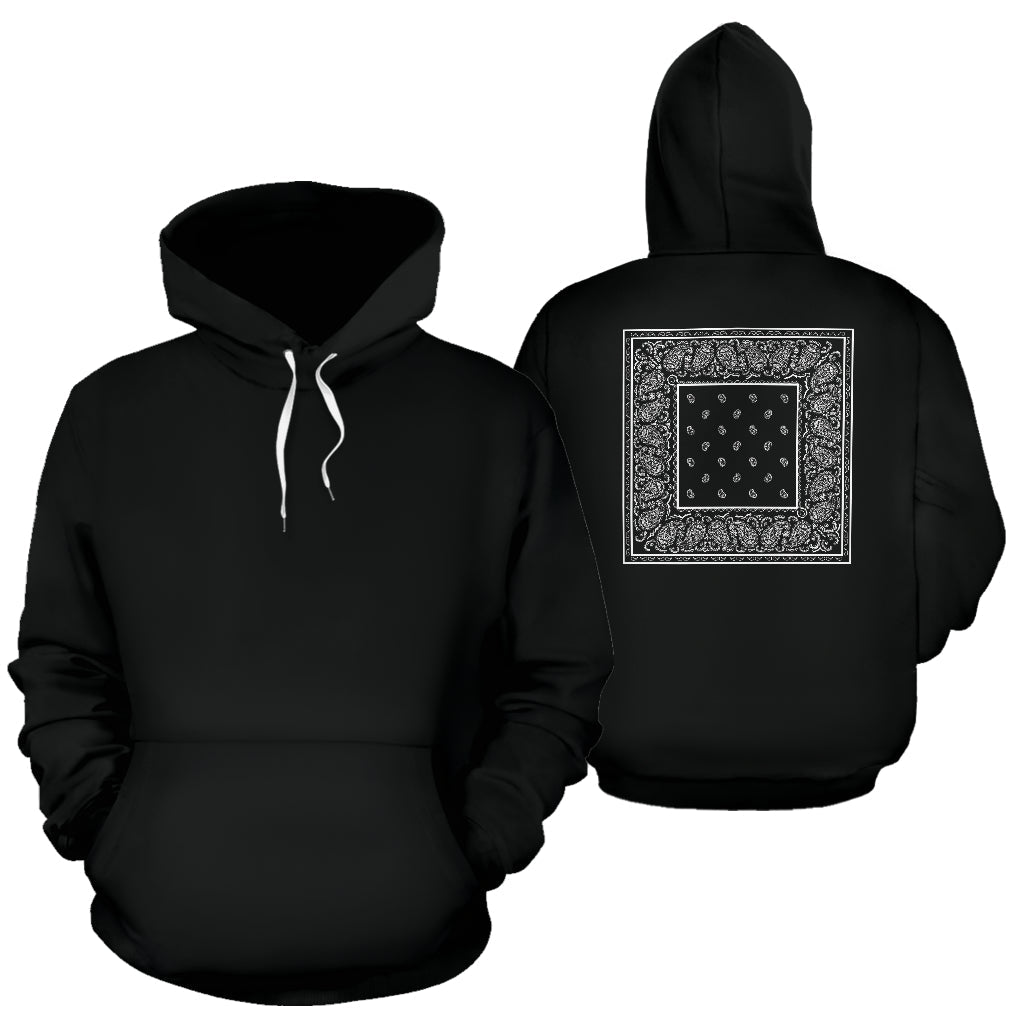 Back Print Black Bandana Pullover Hoodie