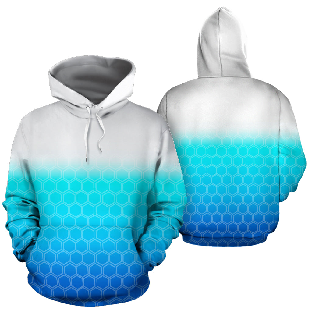 White to deep blue Hoodie