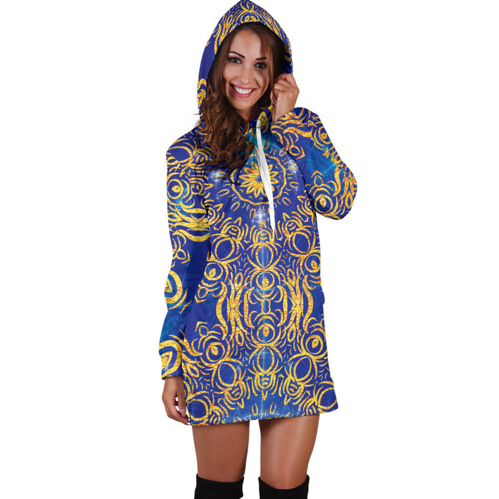 Gold Bohemian Women's Hoodie Dress