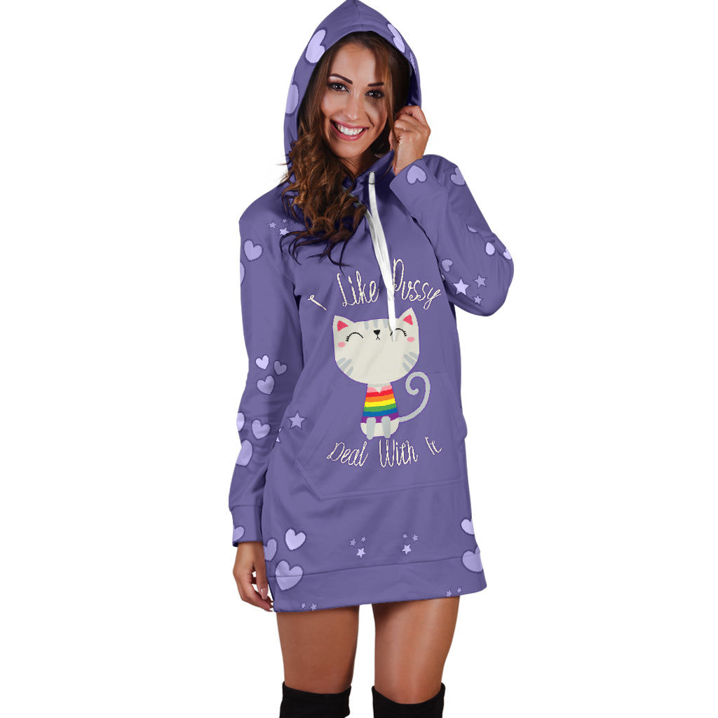 I Like Pussy Deal With It Hoodie Dress