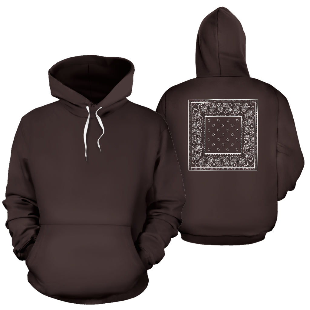 Back Print Coffee Brown Bandana Pullover Hoodie - Top Content | POD Collection | Free Shipping