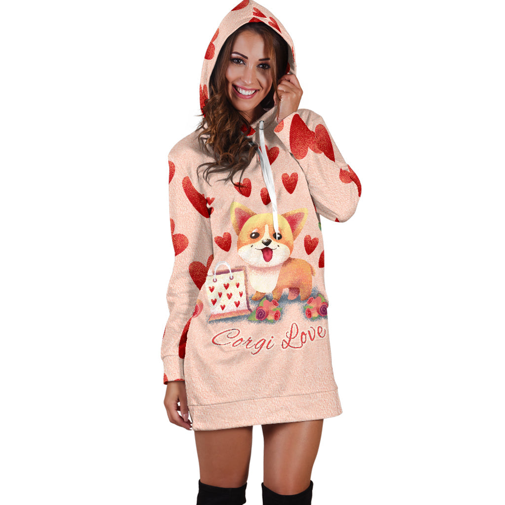 Corgi Love Hoodie Dress for Lovers of Corgis