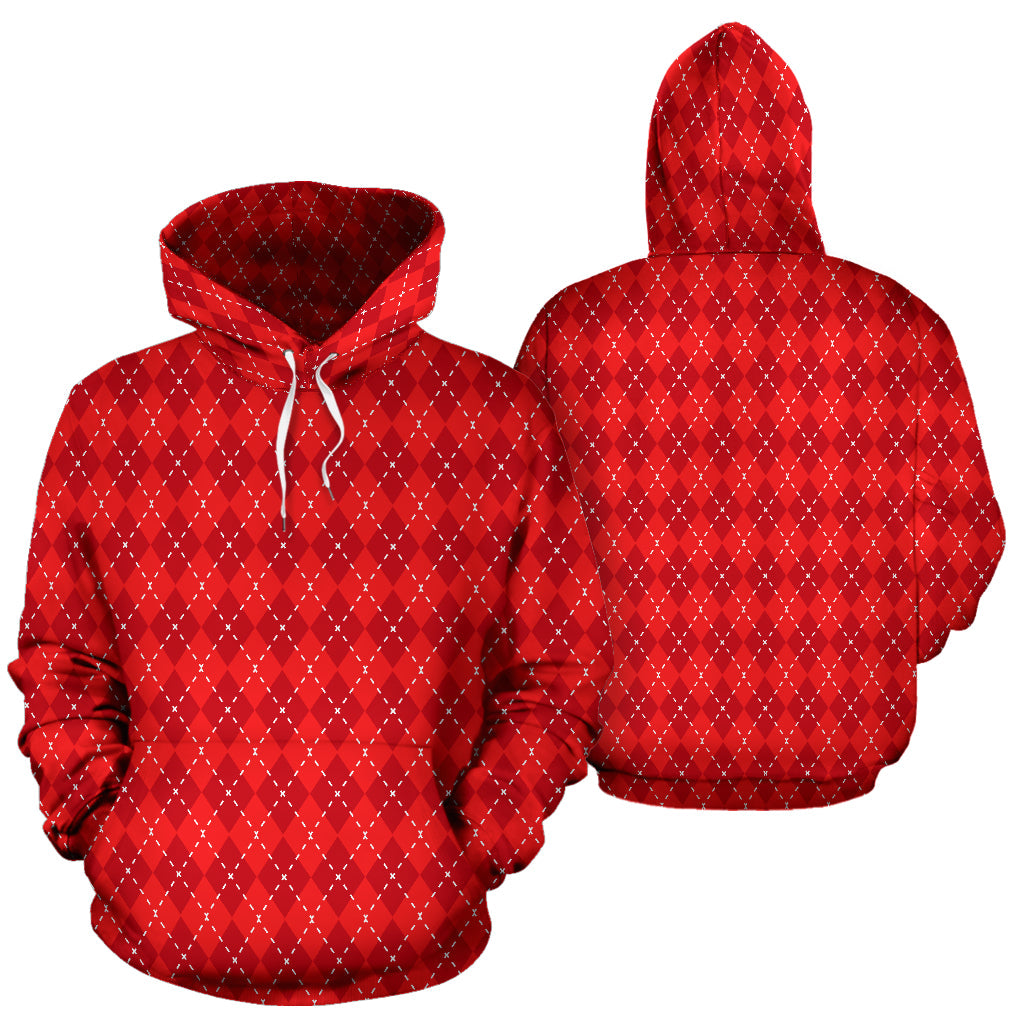 Red Argyle All Over Hoodie