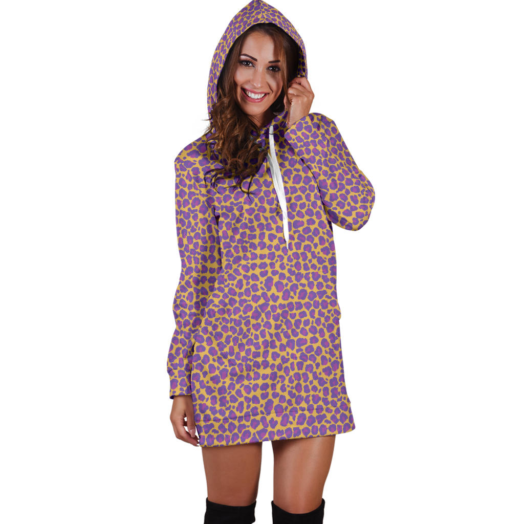 Women`s Hoodie Dress Leopard Spots | Premium Ladies Hoodie Dress