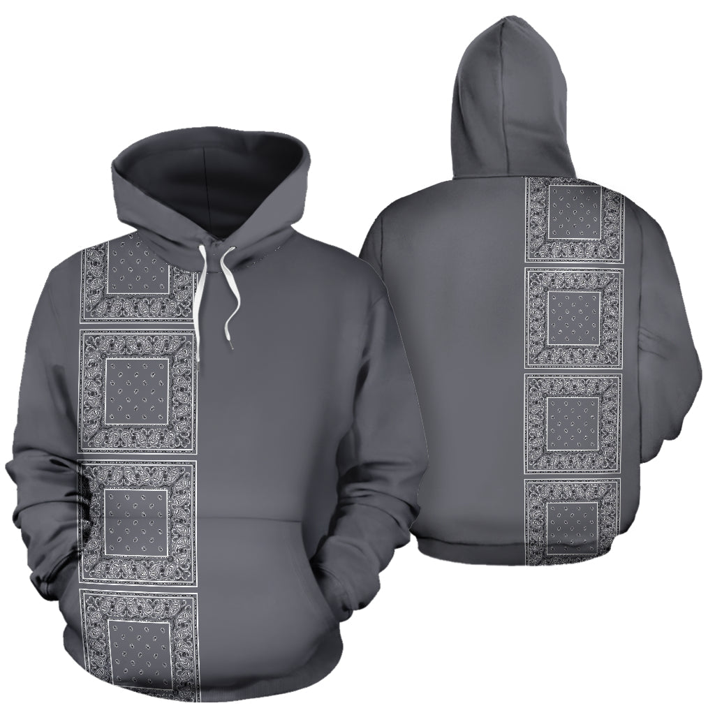 Gray Bandana Line Up Pullover Hoodie