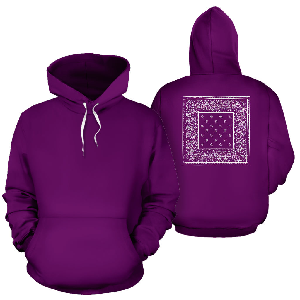 Back Print Wild Plum Bandana Pullover Hoodie