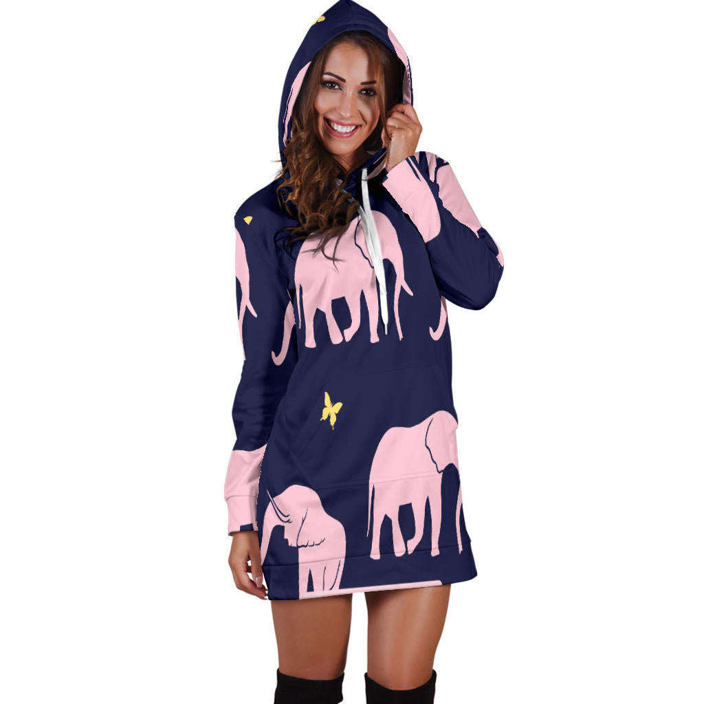 Pink Elephants Hoodie Dress