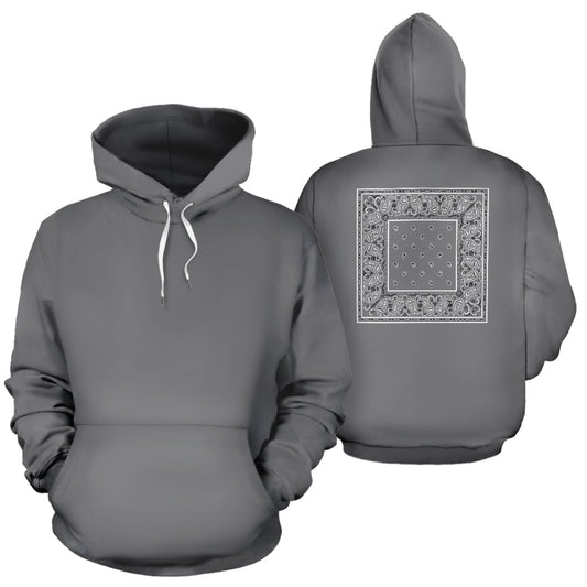 Back Print Gray Bandana Pullover Hoodie