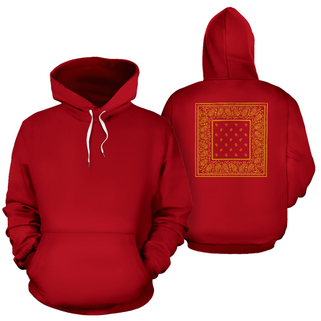 Red and Gold Bandana Line Up Pullover Hoodie