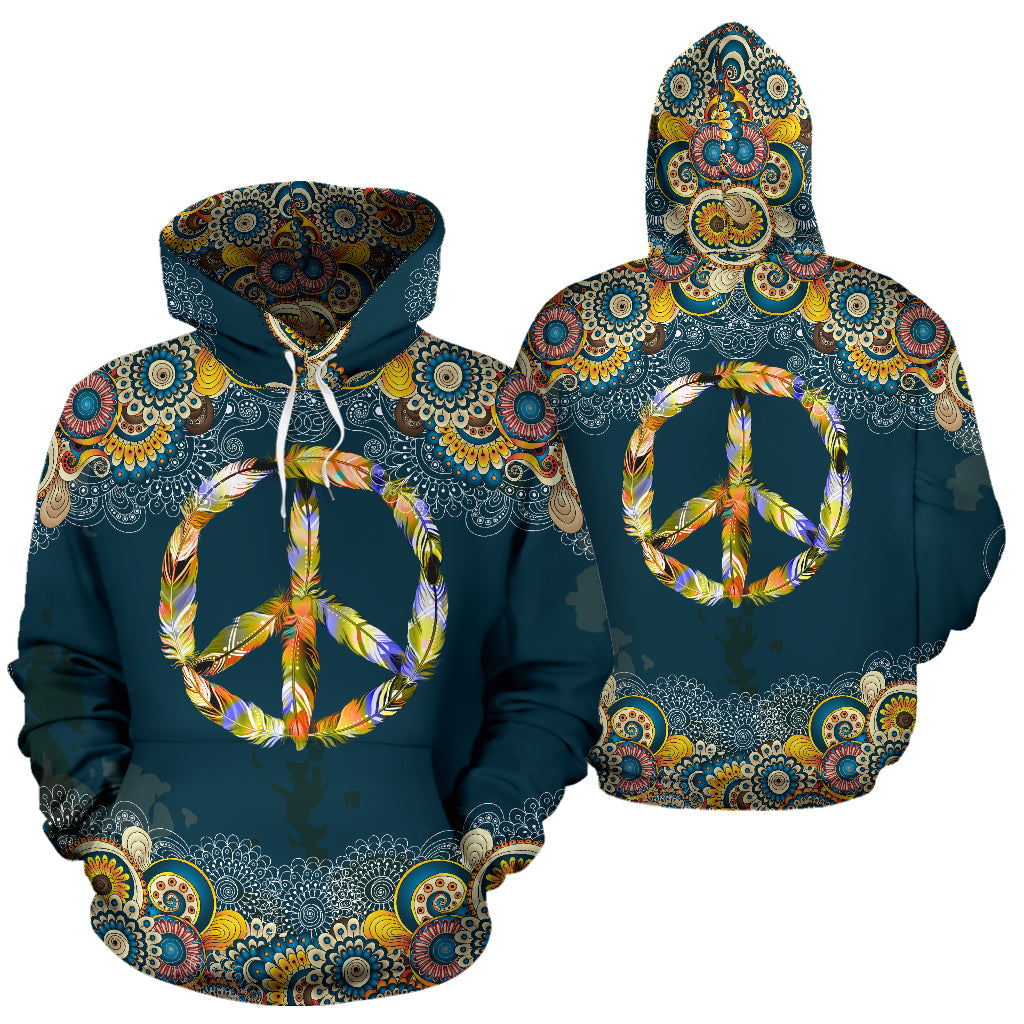 Feather Peace Mandala Hoodie - Top Content | POD Collection | Free Shipping