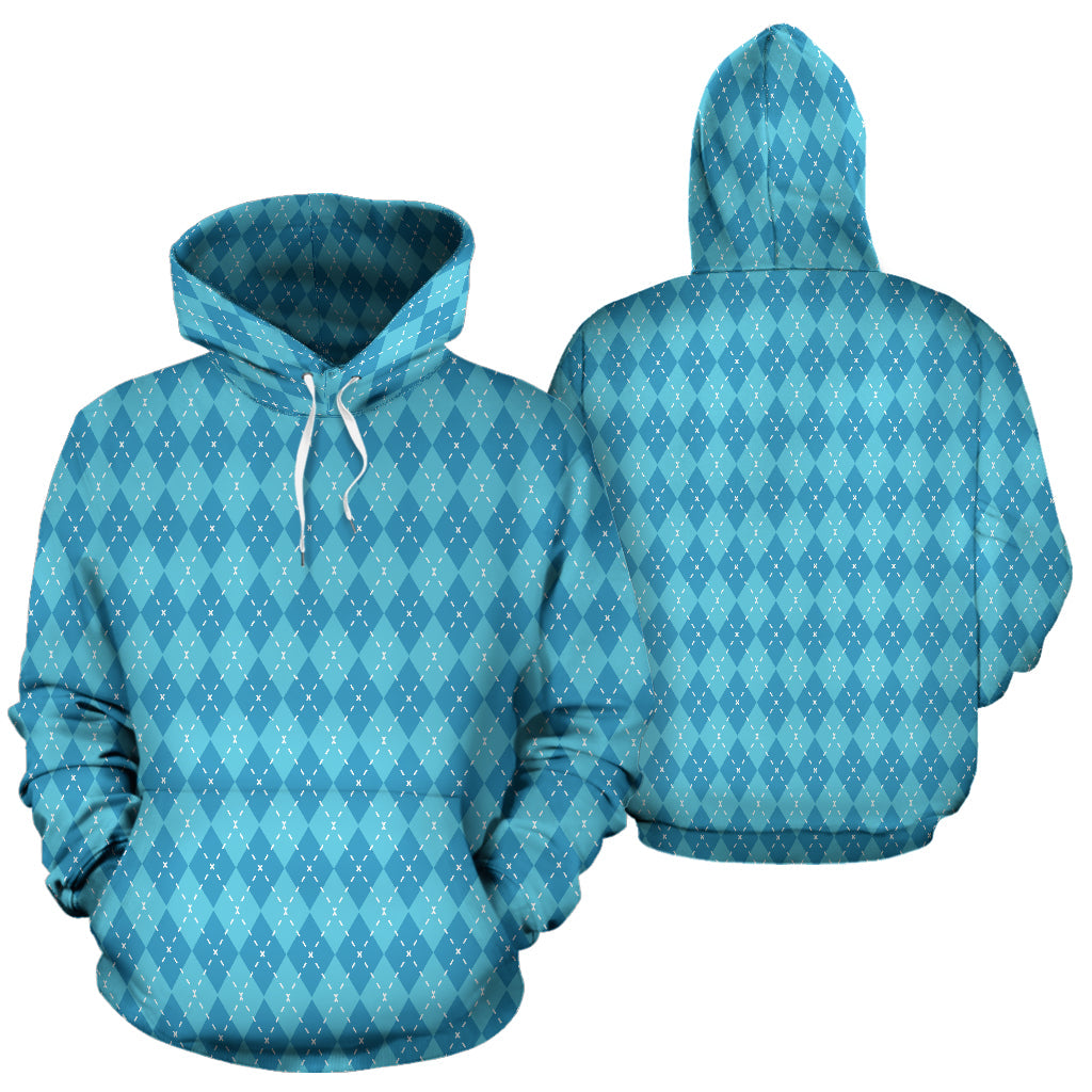 Blue Argyle All Over Hoodie