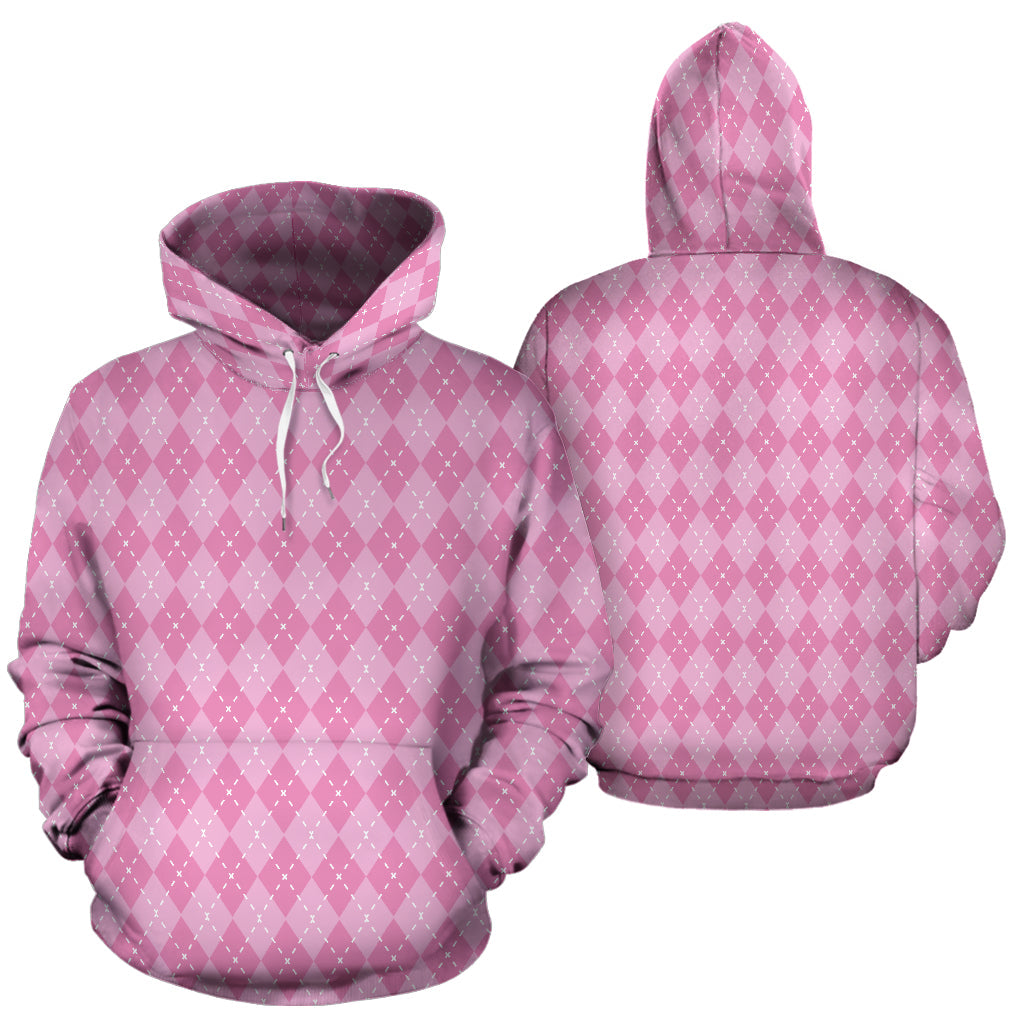 Pink Argyle All Over Hoodie - Top Content | POD Collection | Free Shipping