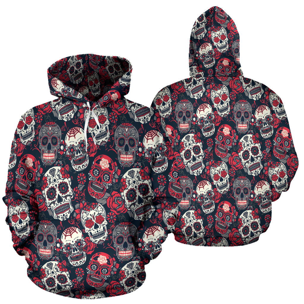 Red & White Skull s Hoodie