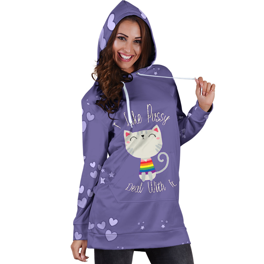 I Like Pussy Deal With It Hoodie Dress