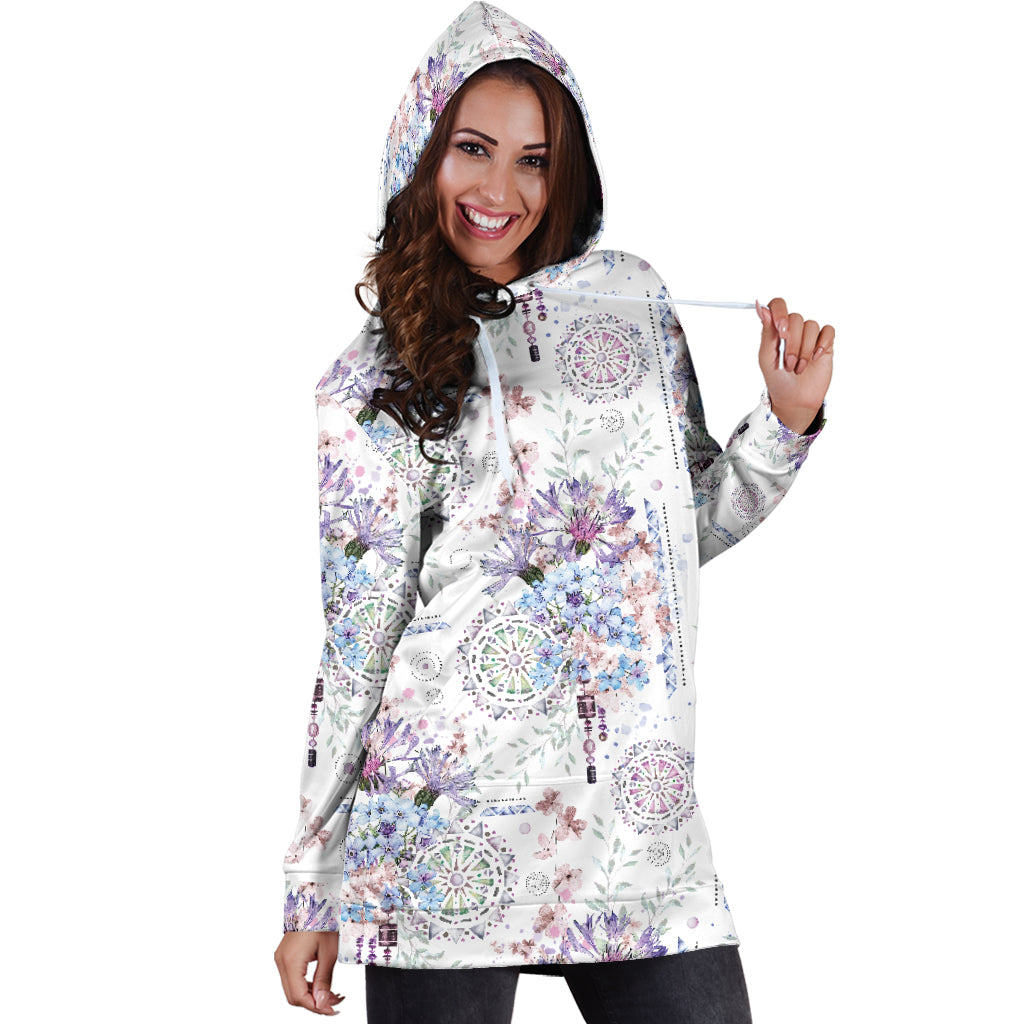 Floral Mandala Hoodie Dress