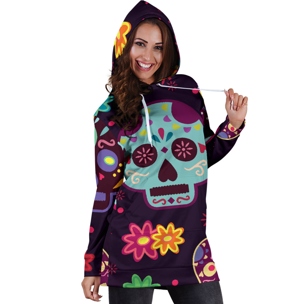 Muerte Skulls and Flowers Hoodie Dress