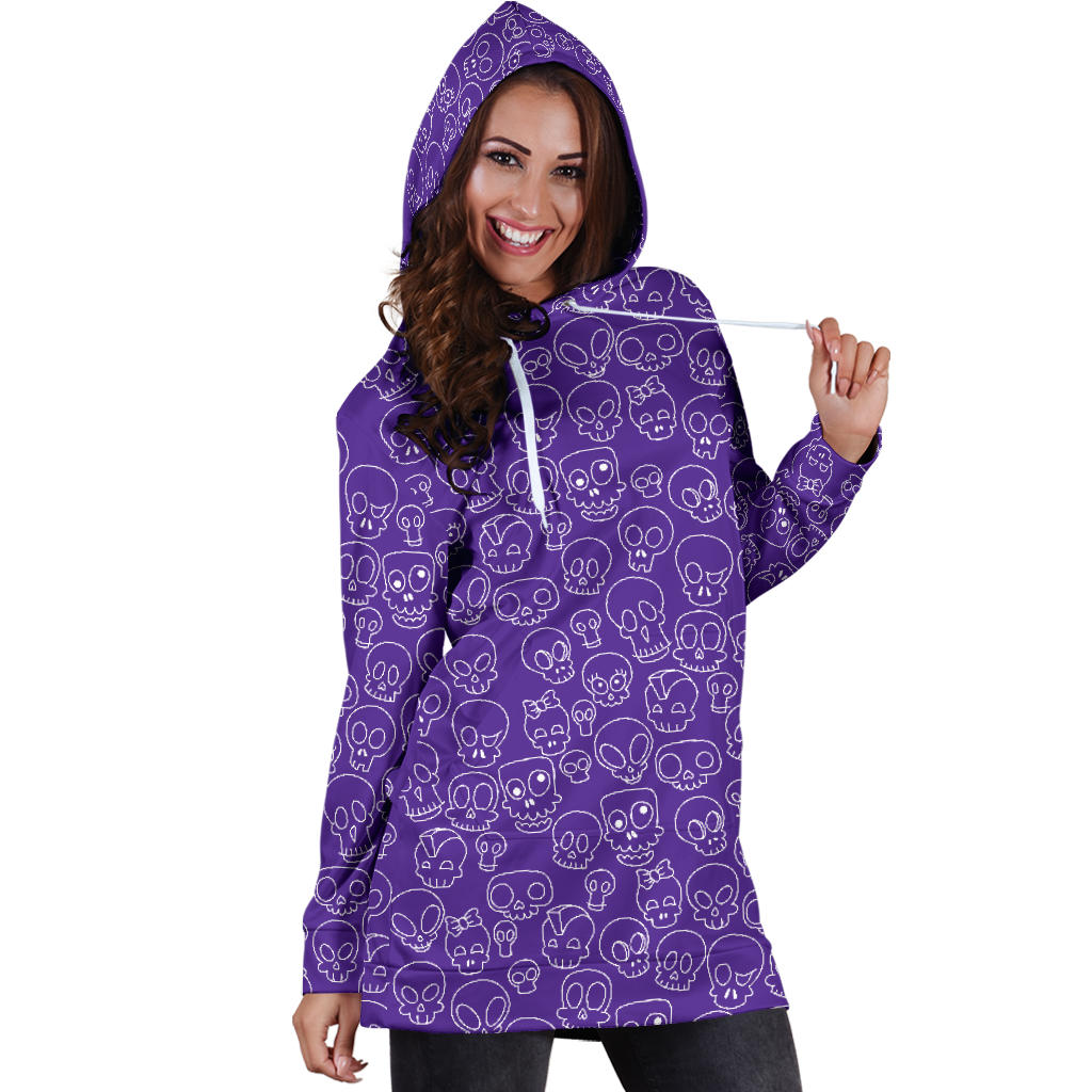 Purple Skull Hoodie Dress | Premium Ladies Hoodie Dress