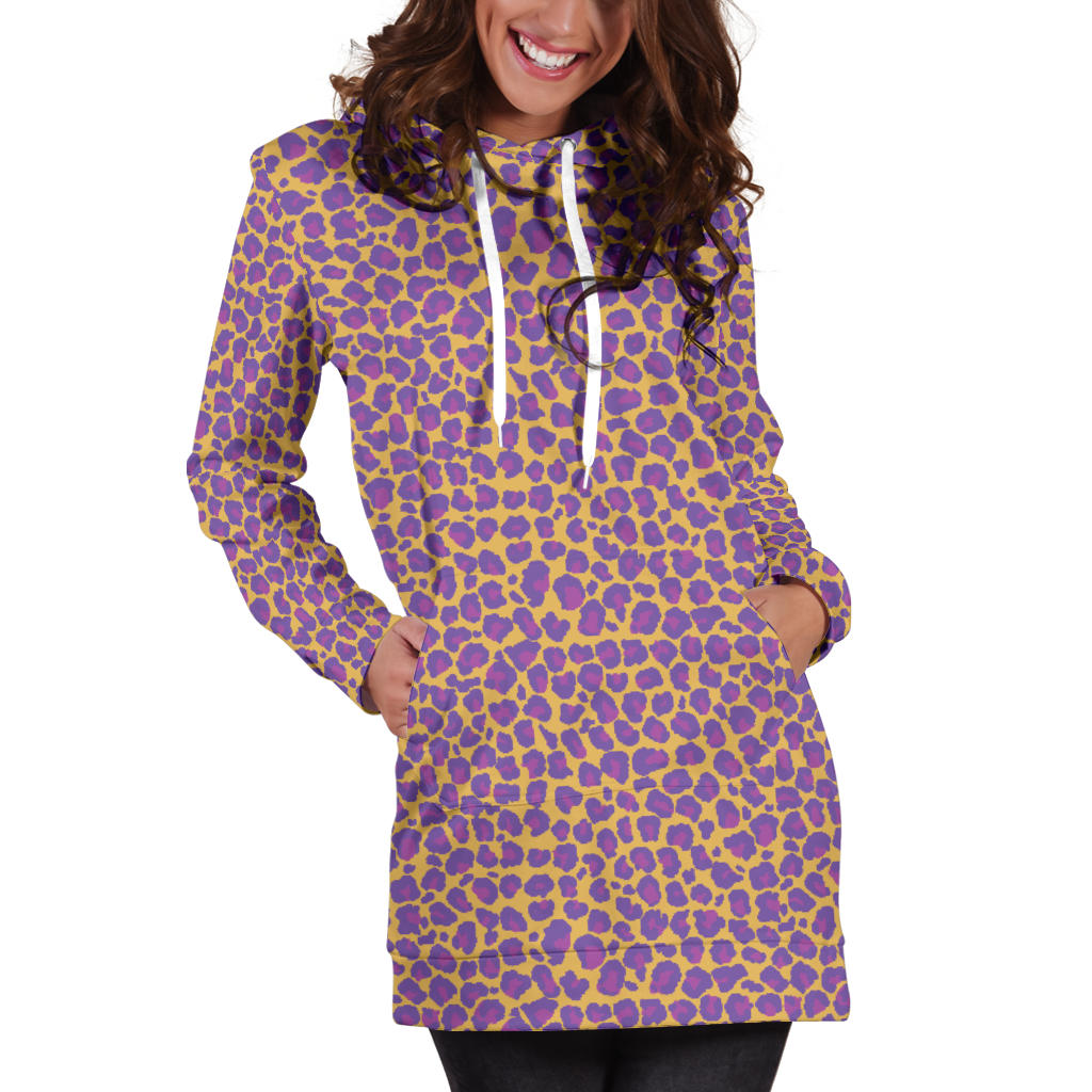 Women`s Hoodie Dress Leopard Spots | Premium Ladies Hoodie Dress