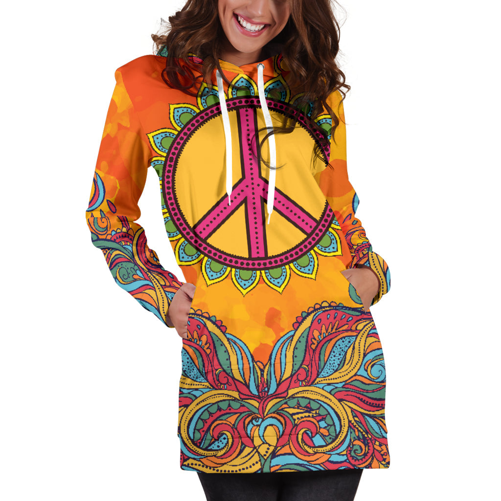 Hippie Peace Hoodie Dress