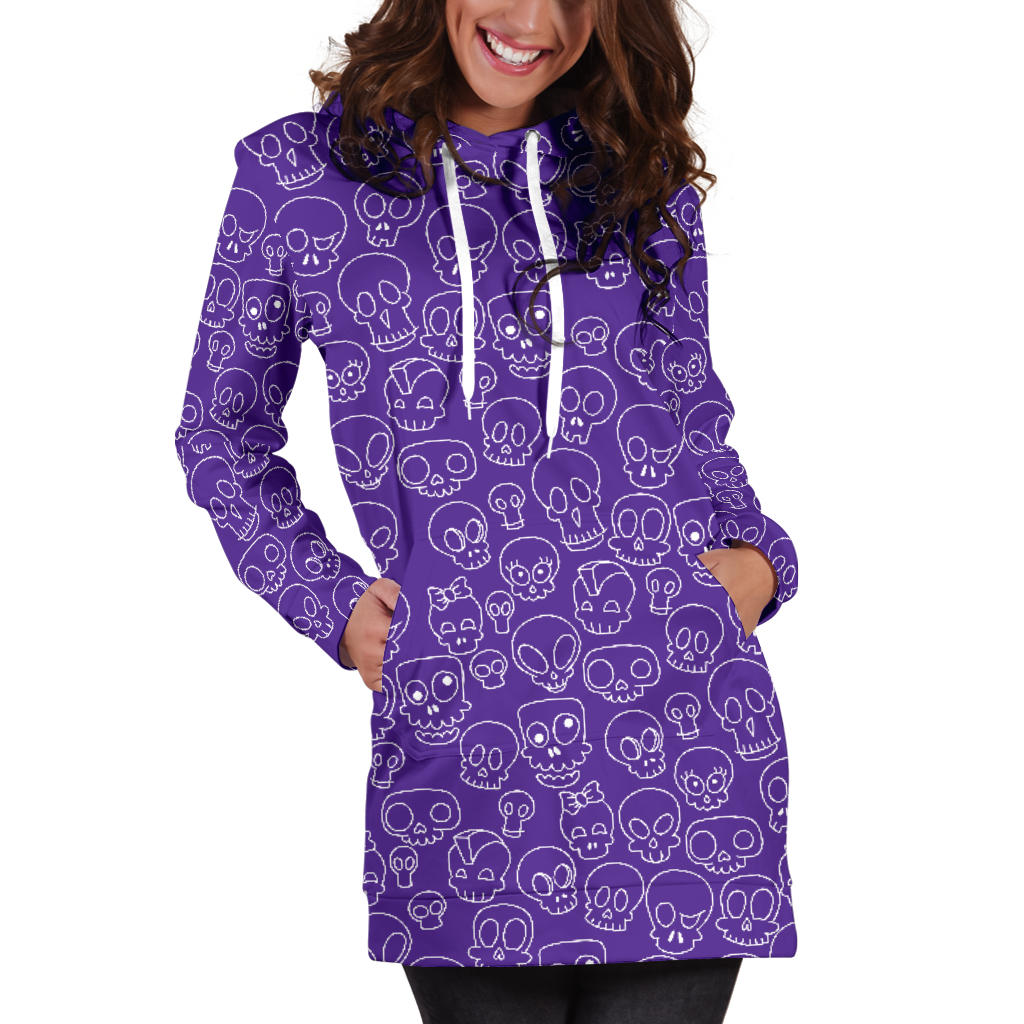 Purple Skull Hoodie Dress | Premium Ladies Hoodie Dress