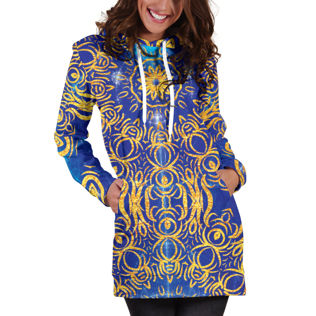 Gold Bohemian Women's Hoodie Dress