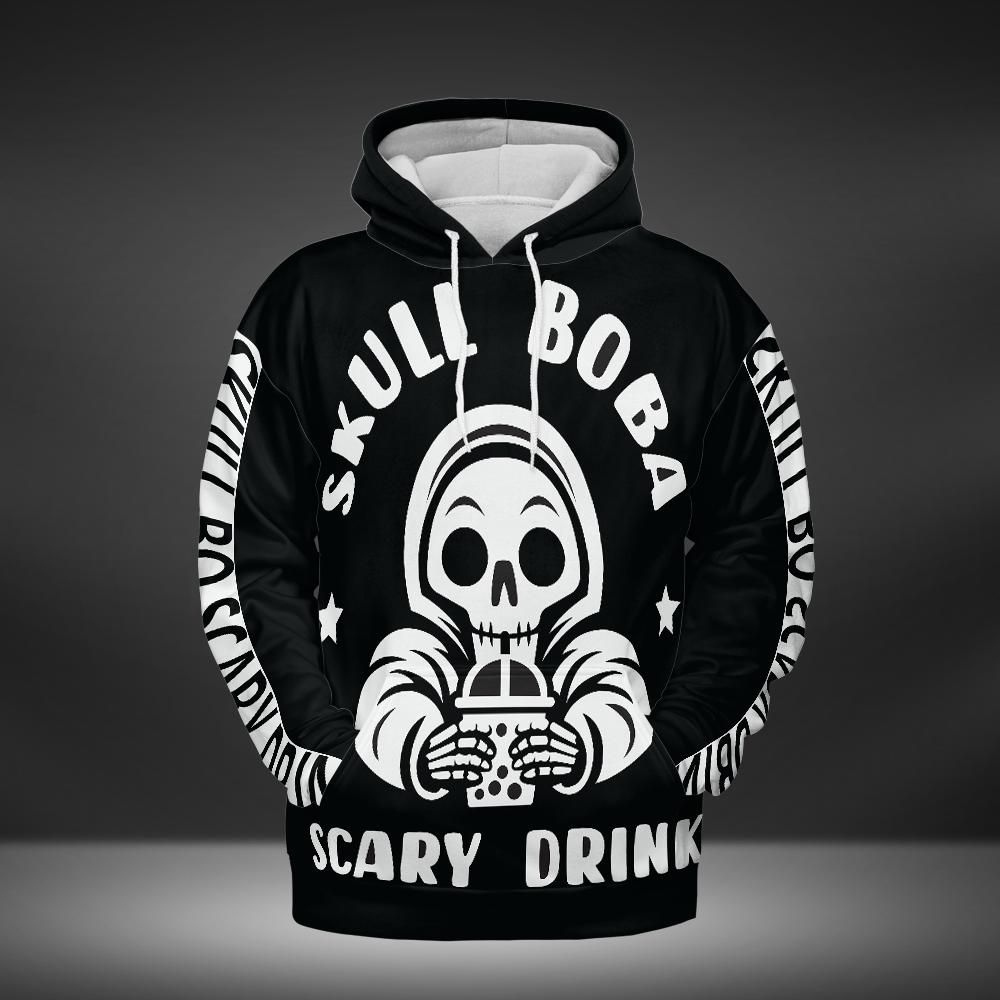 Scull Boba Scary Drink Hoodie